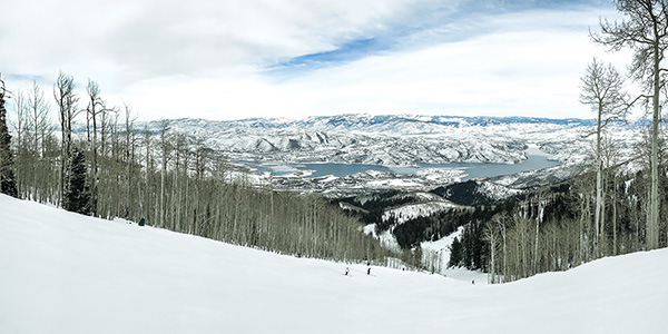 Winter panoramic view of jordanelle from ski run