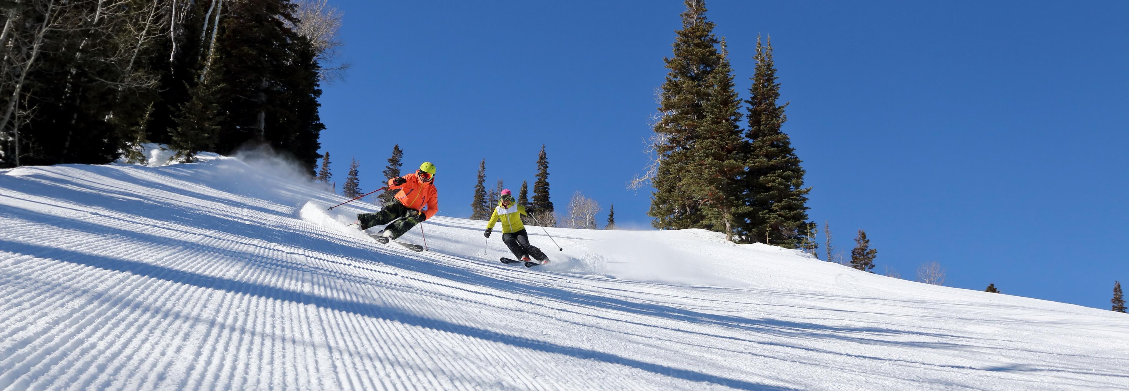 Skiers on DV Corduroy
