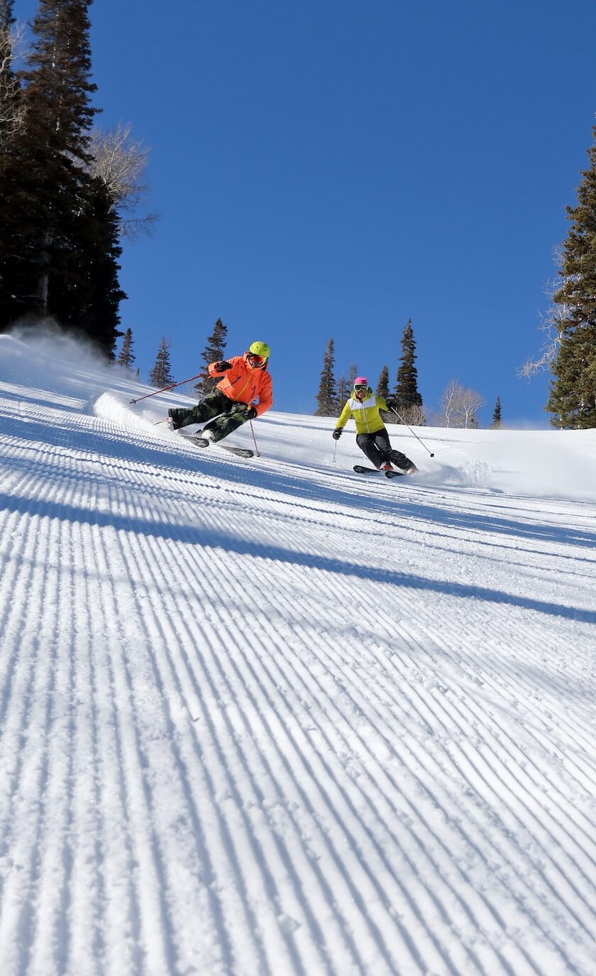 Skiers on DV Corduroy
