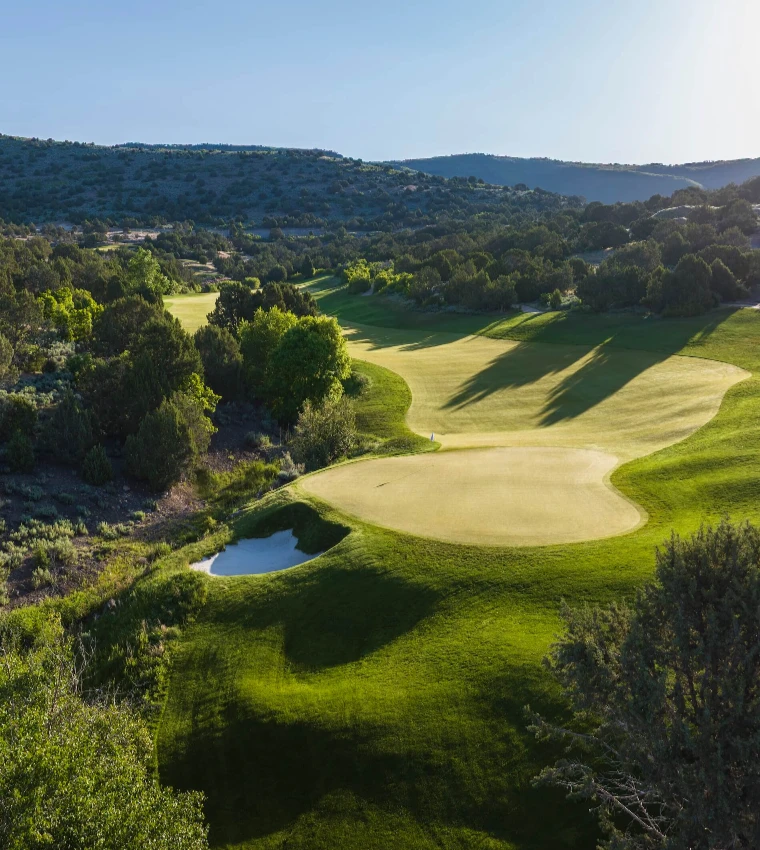 Green golf ground aerial view